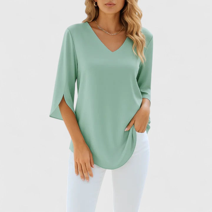 Georgia | Women's V-Neck Blouse With Split Sleeves