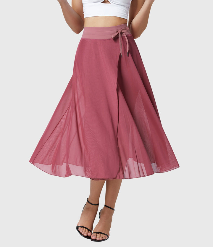 Arabella │ Women's High Waist Two-Layer Midi Skirt