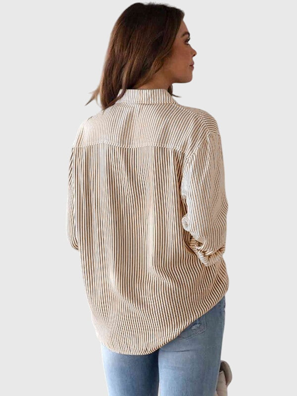 Elspeth │ Women's Stripe Print Collared Shirt