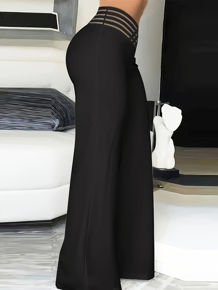 Lydia │ Women's High Waist Flared Trousers With Mesh Detail