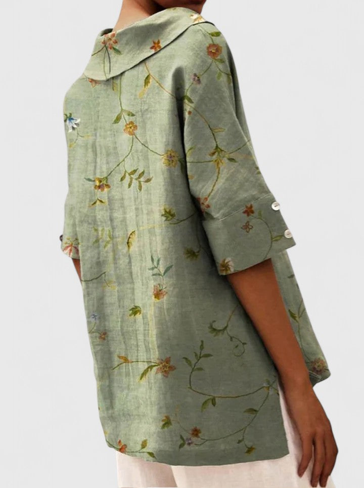 Estelle │ Women's V-Neck Floral Print Short Sleeve Top