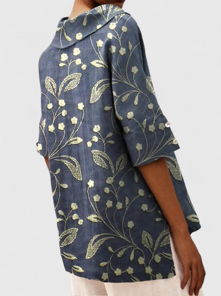 Estelle │ Women's V-Neck Floral Print Short Sleeve Top