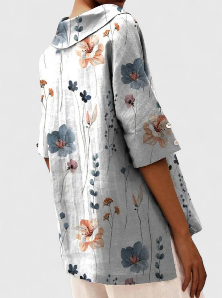 Estelle │ Women's V-Neck Floral Print Short Sleeve Top