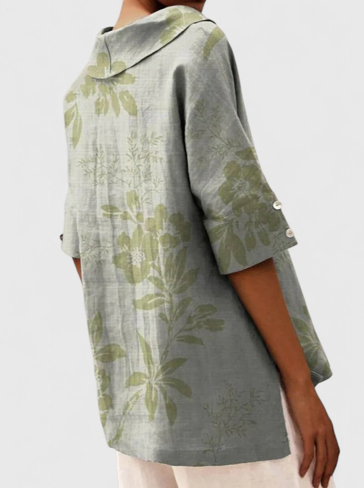 Estelle │ Women's V-Neck Floral Print Short Sleeve Top