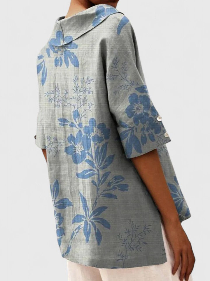 Estelle │ Women's V-Neck Floral Print Short Sleeve Top