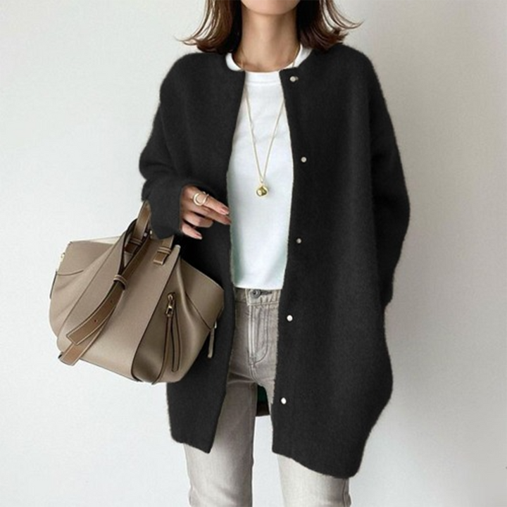 Amelia | Women's Oversized Snap Button Longline Knit Cardigan
