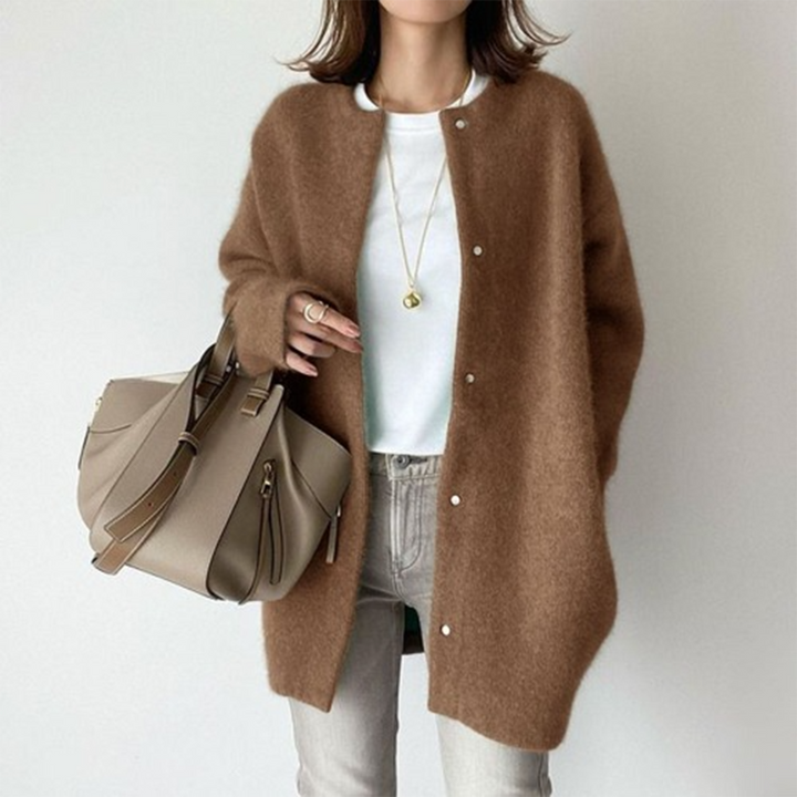 Amelia | Women's Oversized Snap Button Longline Knit Cardigan