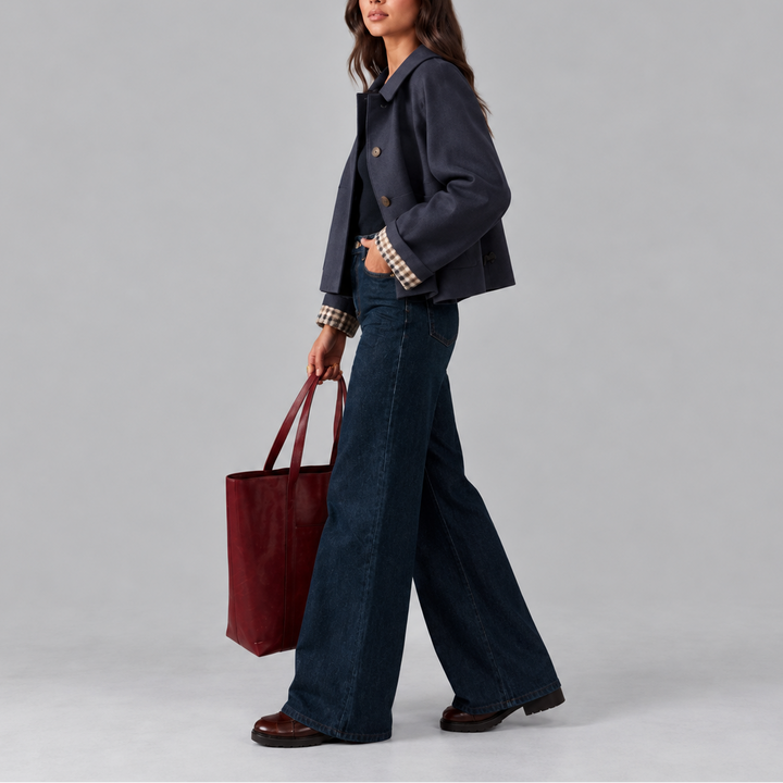 Eliza │ Women's Cropped Trench Jacket With Plaid Lining