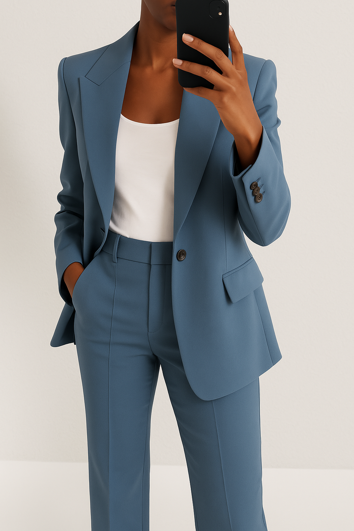 Imogen │ Women's Peak Lapel Single-Breasted Blazer And Slim-Fit Trousers Suit Set