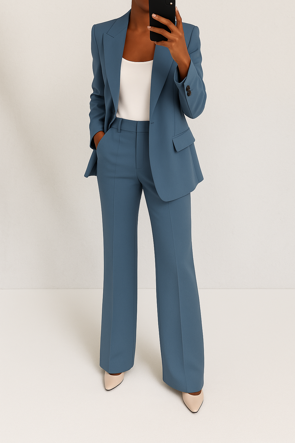 Imogen │ Women's Peak Lapel Single-Breasted Blazer And Slim-Fit Trousers Suit Set