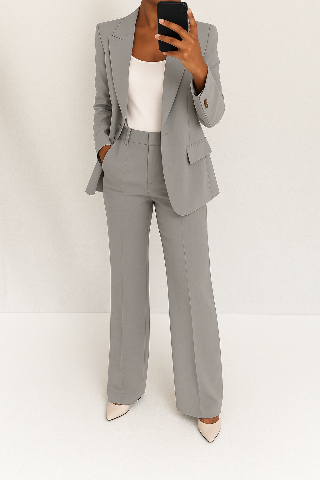 Imogen │ Women's Peak Lapel Single-Breasted Blazer And Slim-Fit Trousers Suit Set