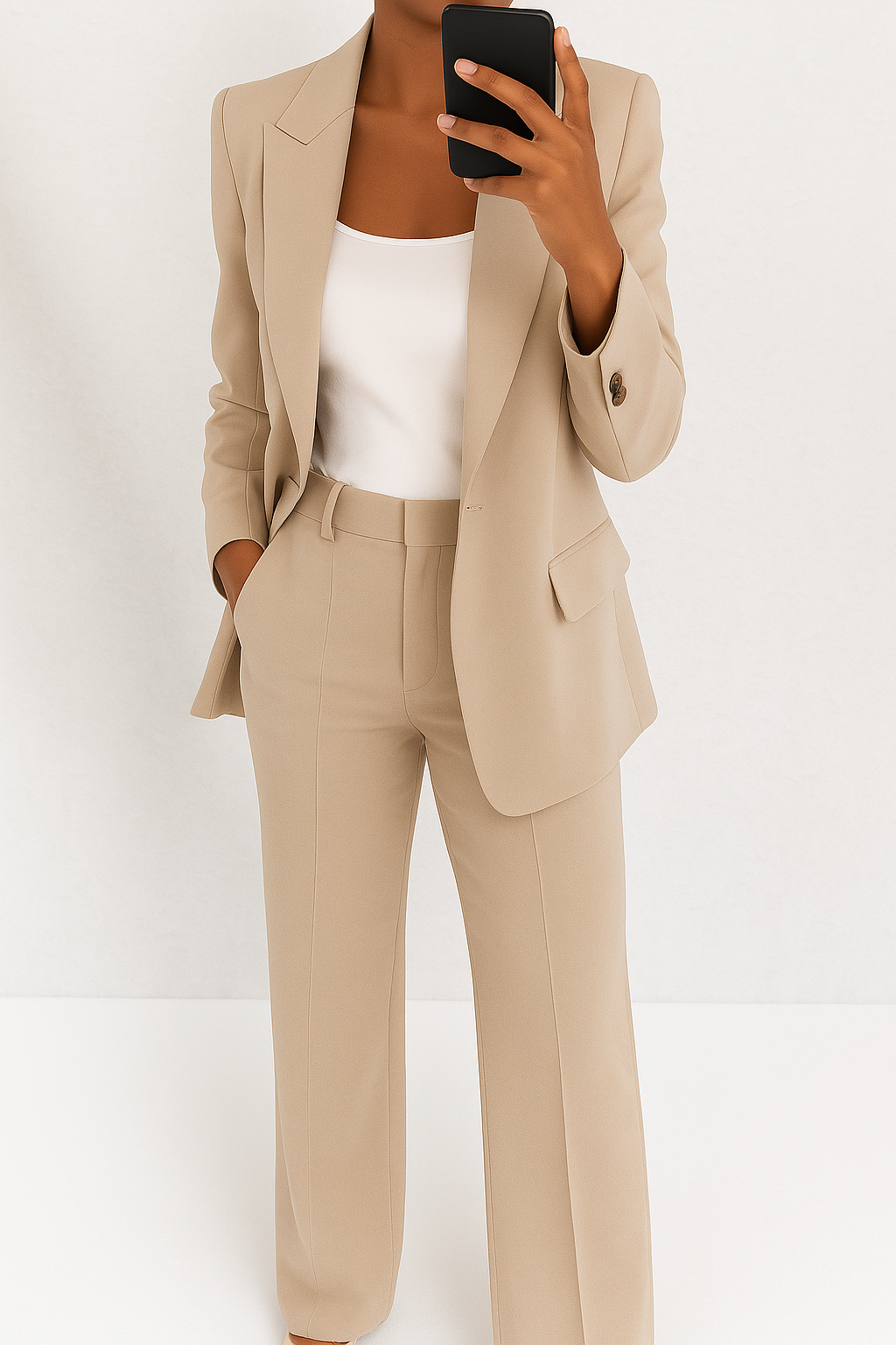 Imogen │ Women's Peak Lapel Single-Breasted Blazer And Slim-Fit Trousers Suit Set