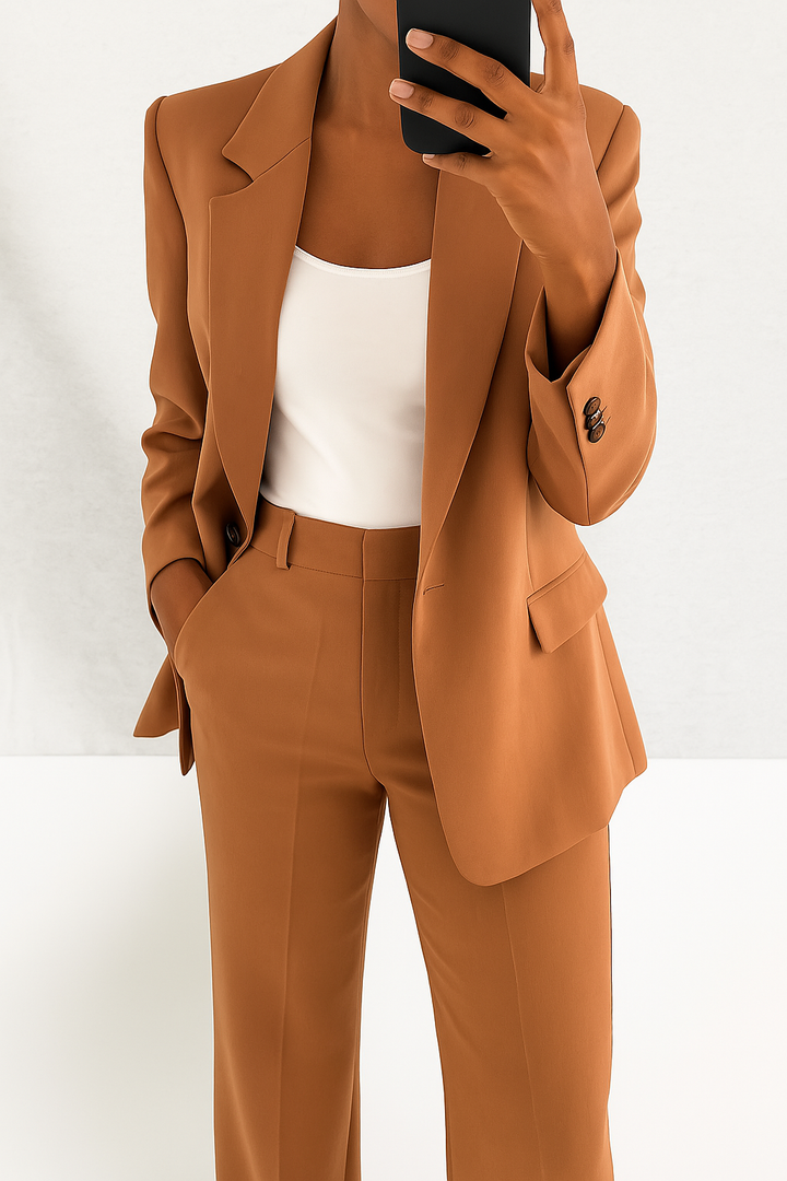 Imogen │ Women's Peak Lapel Single-Breasted Blazer And Slim-Fit Trousers Suit Set