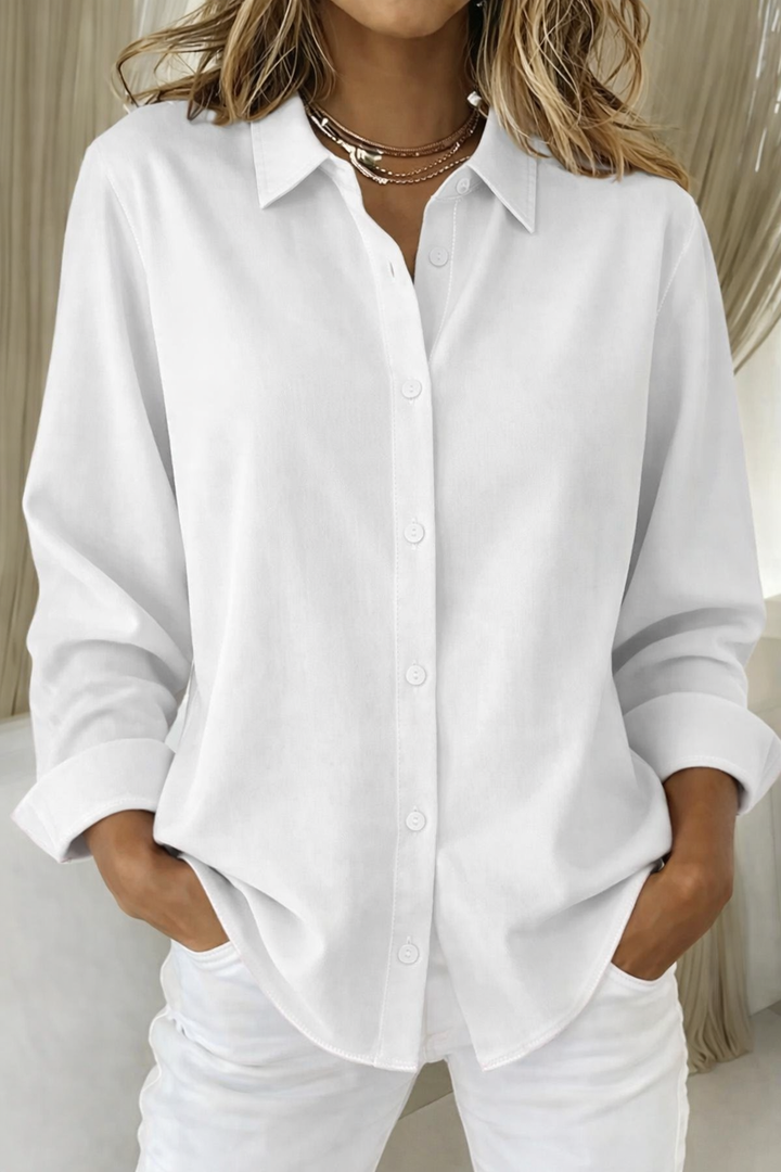 Winnie │ Women's Shirt Collar Button Front Long Sleeve Relaxed Blouse