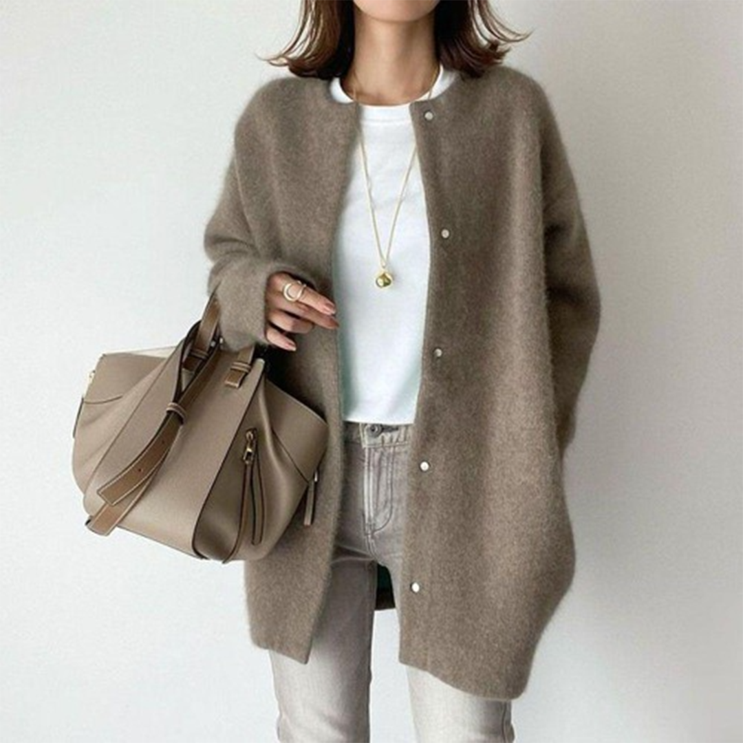 Amelia | Women's Oversized Snap Button Longline Knit Cardigan