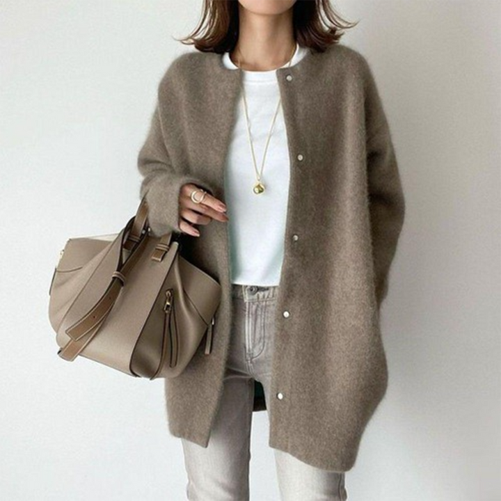Amelia | Women's Oversized Snap Button Longline Knit Cardigan
