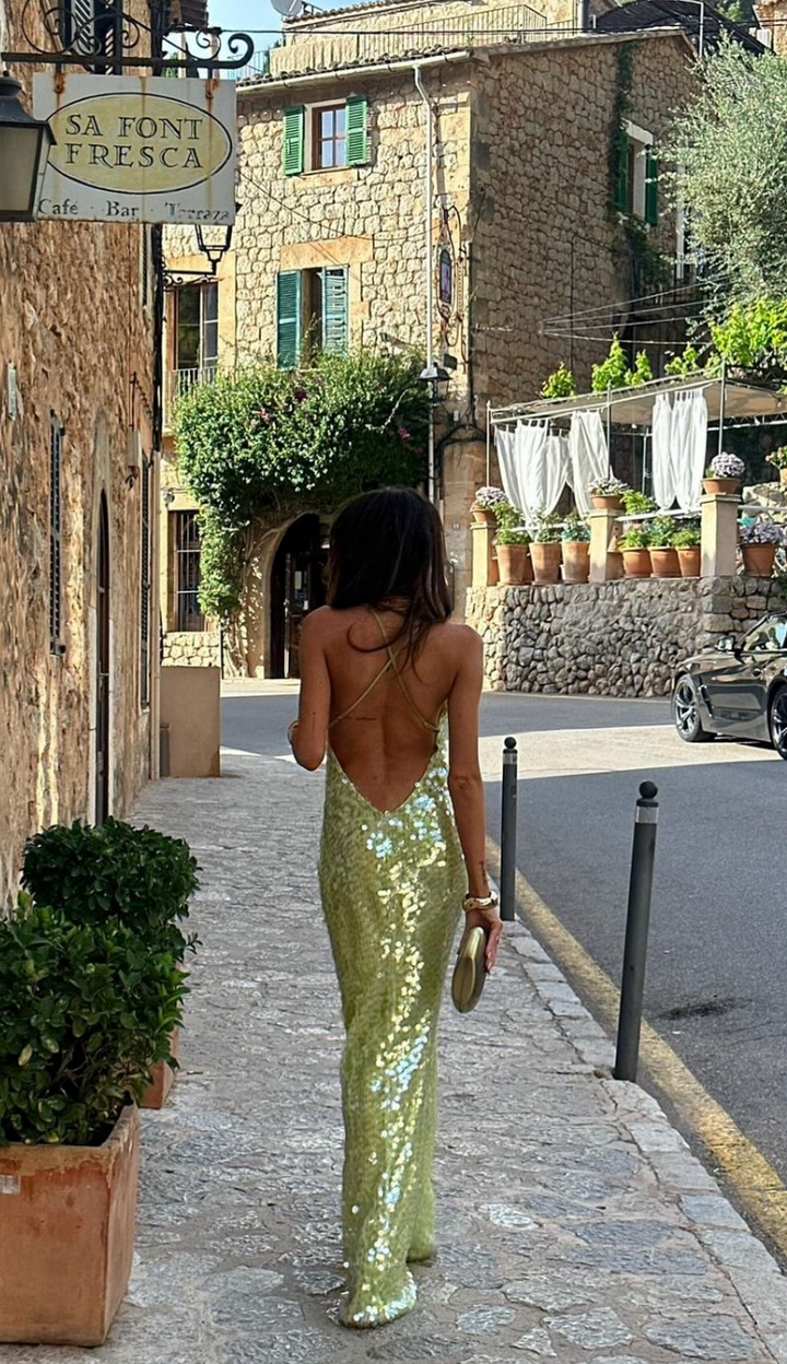 Matilda │ Women's Sequin Backless Sleeveless Maxi Dress
