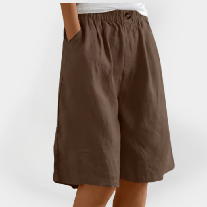 Daisy | Women's Loose Elasticated Waist Button Detail Shorts
