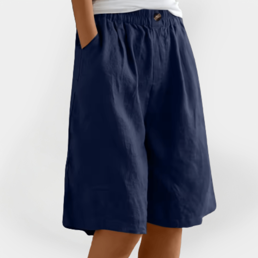 Daisy | Women's Loose Elasticated Waist Button Detail Shorts