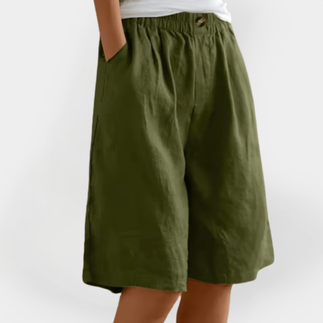 Daisy | Women's Loose Elasticated Waist Button Detail Shorts