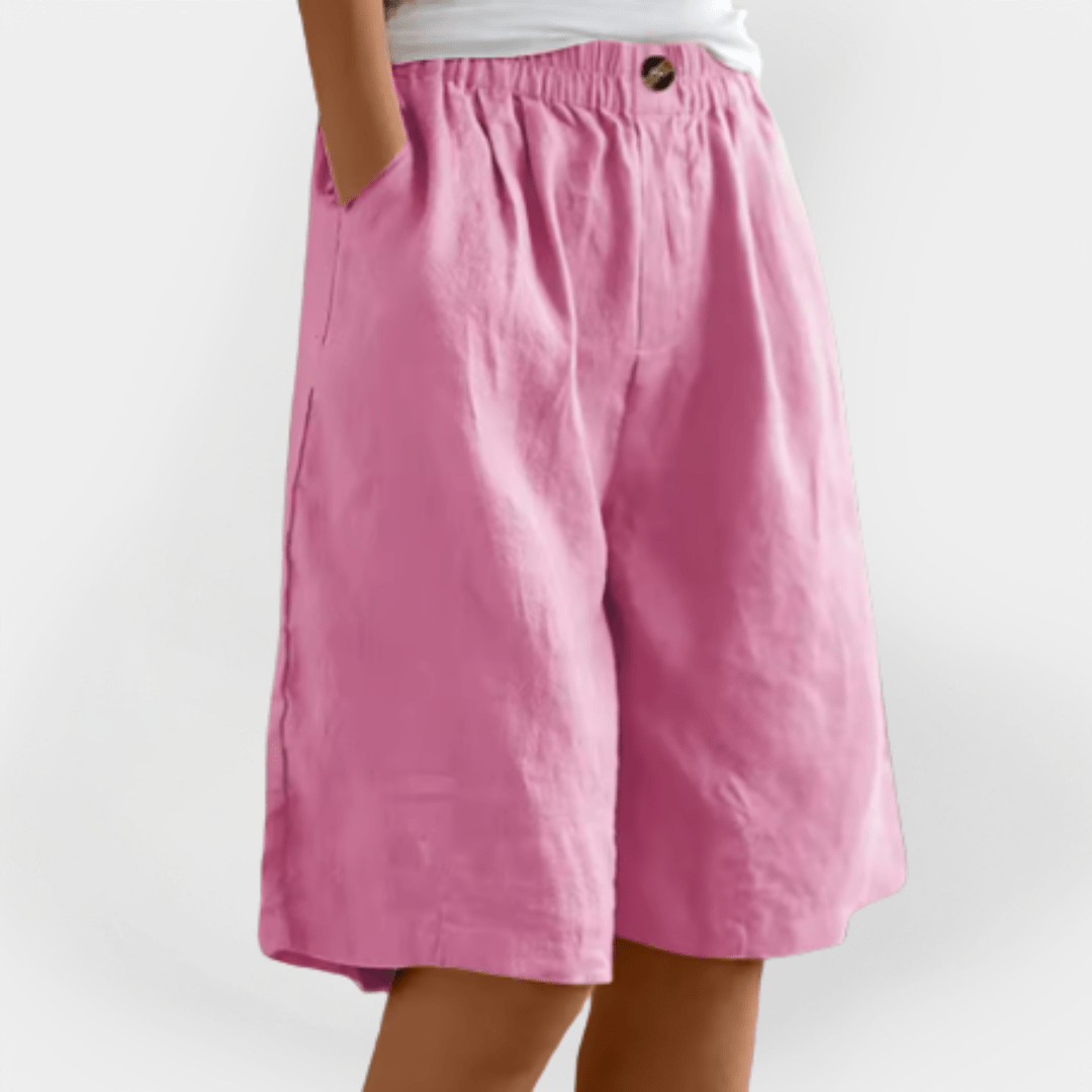 Daisy | Women's Loose Elasticated Waist Button Detail Shorts