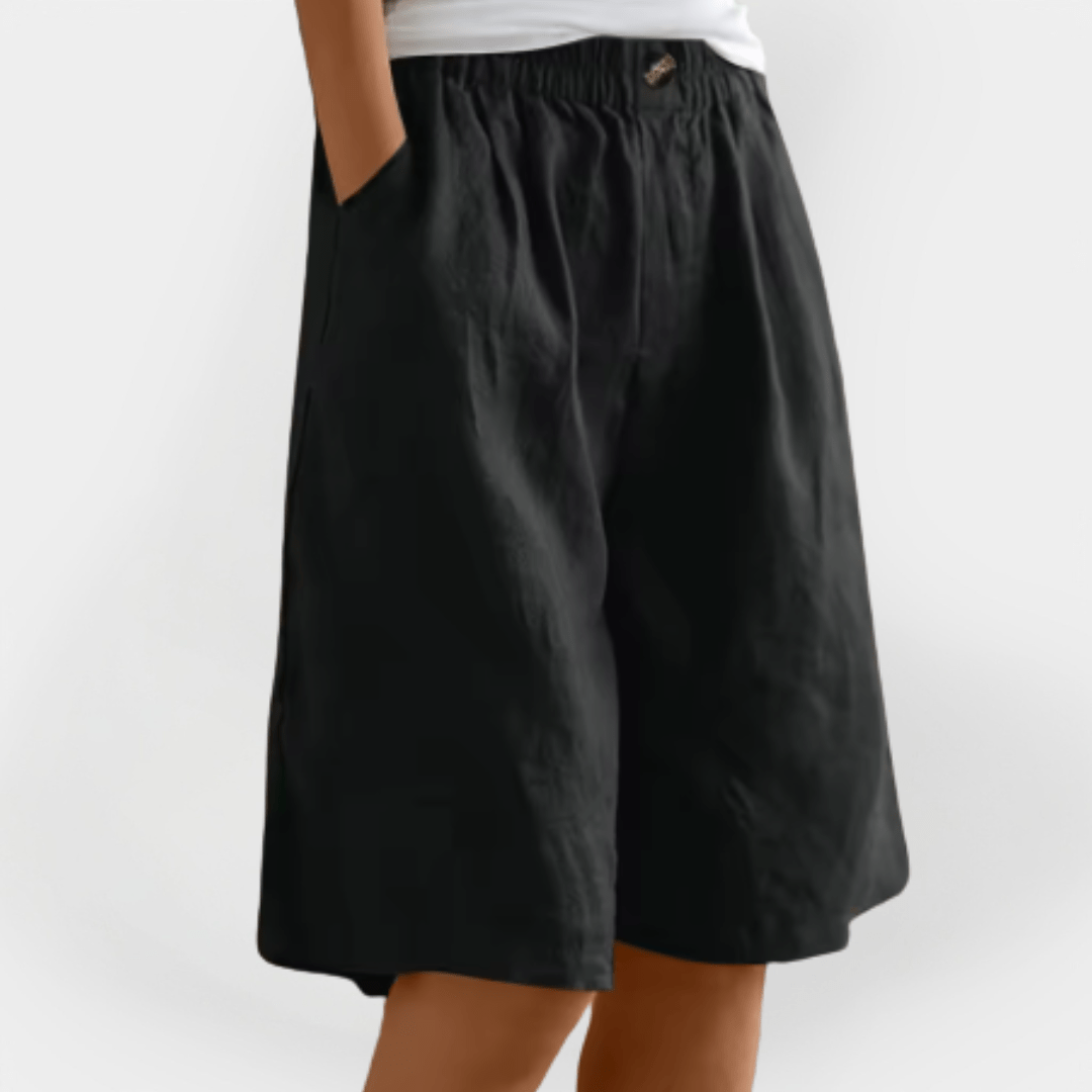Daisy | Women's Loose Elasticated Waist Button Detail Shorts