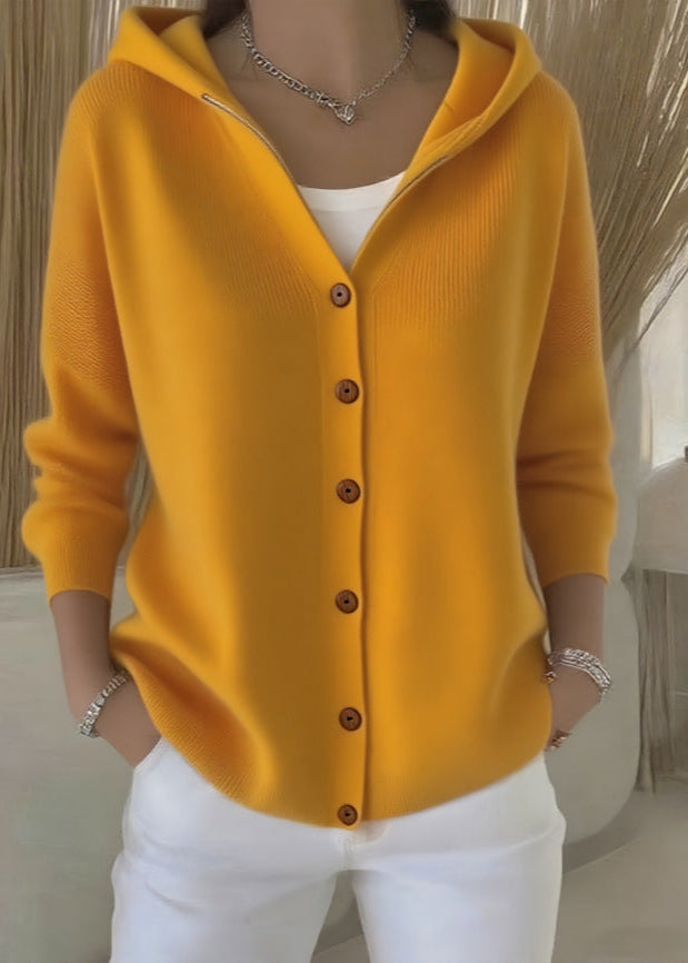 Maud │ Women's Hooded Knit Cardigan With Button Front
