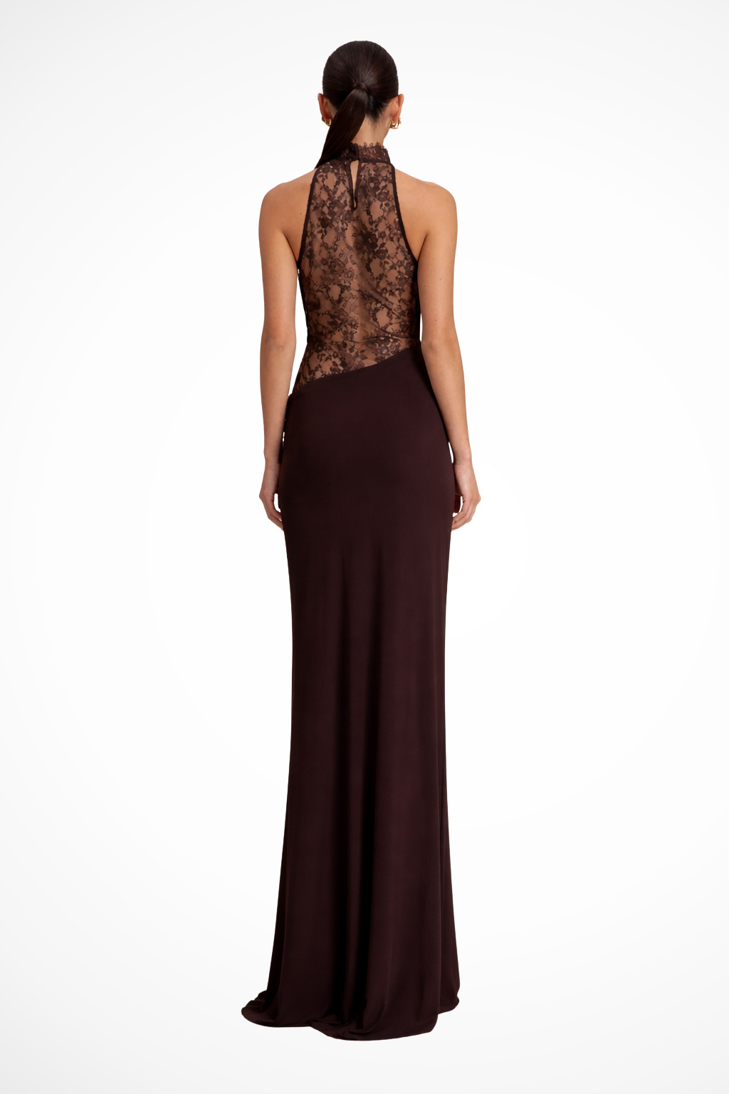 Mirabelle │ Women's Halter Neck Lace Panel Sleeveless Maxi Wedding Gue – Reese London