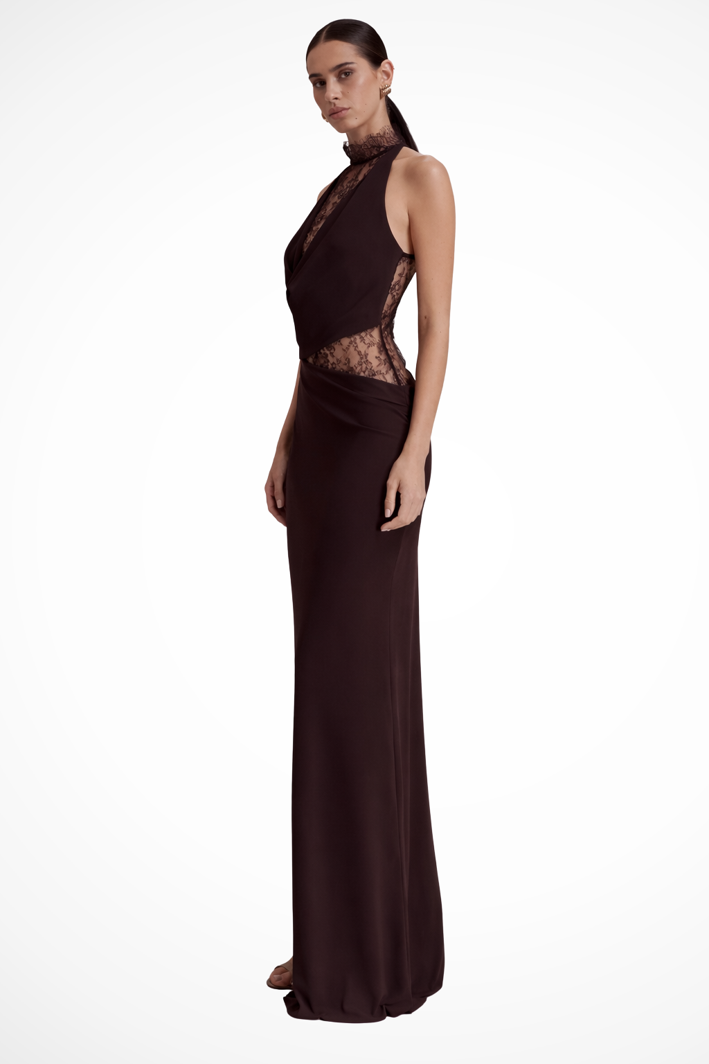 Mirabelle │ Women's Halter Neck Lace Panel Sleeveless Maxi Wedding Guest Dress