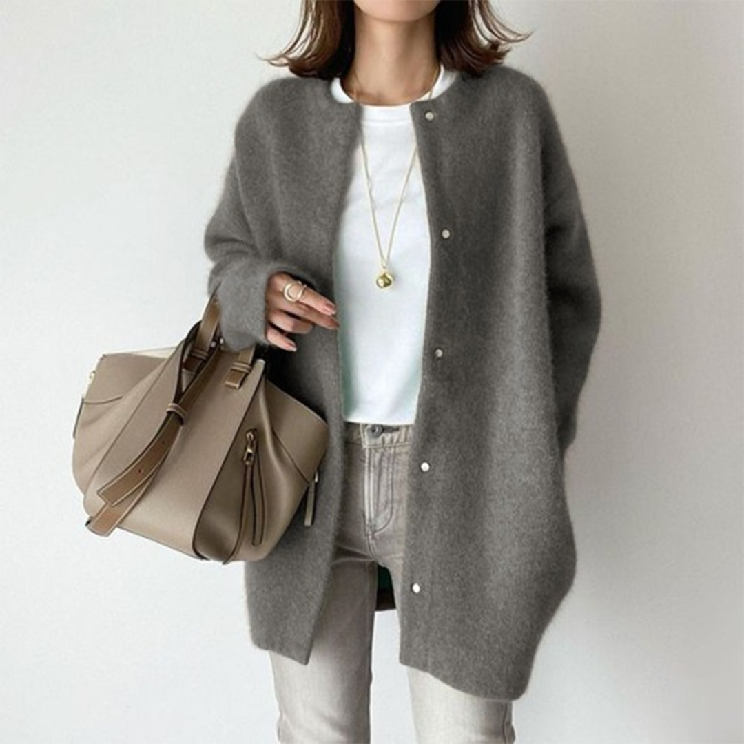 Amelia | Women's Oversized Snap Button Longline Knit Cardigan