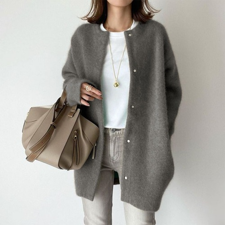 Amelia | Women's Oversized Snap Button Longline Knit Cardigan