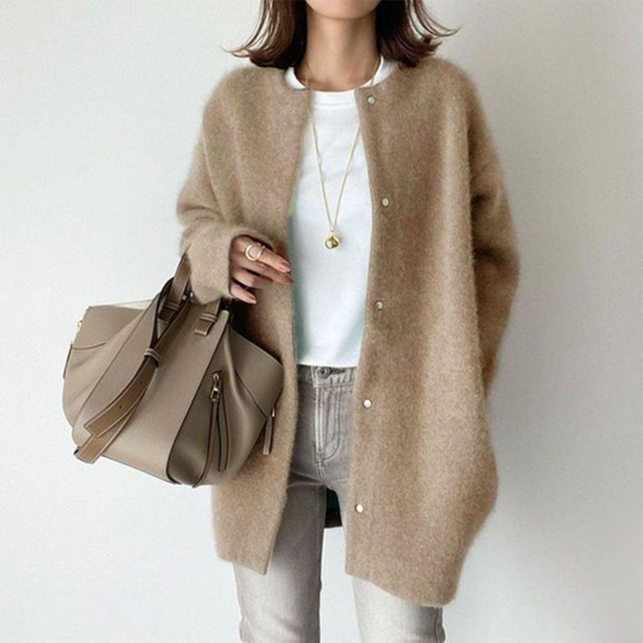 Amelia | Women's Oversized Snap Button Longline Knit Cardigan