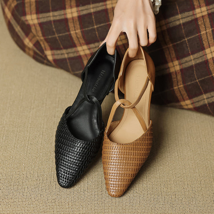 Alice | Women's Pointed Toe Block Heel T-Strap Shoes