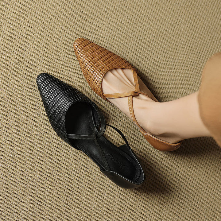 Alice | Women's Pointed Toe Block Heel T-Strap Shoes