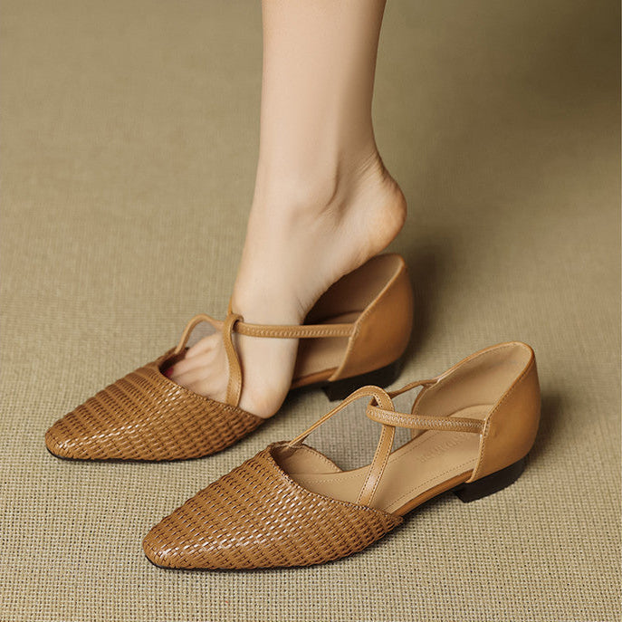 Alice | Women's Pointed Toe Block Heel T-Strap Shoes