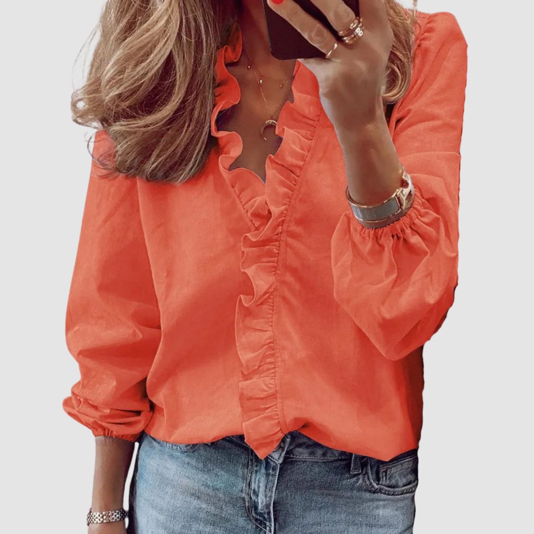 Sheila │ Women's Spread Collar Loose Fit Blouse