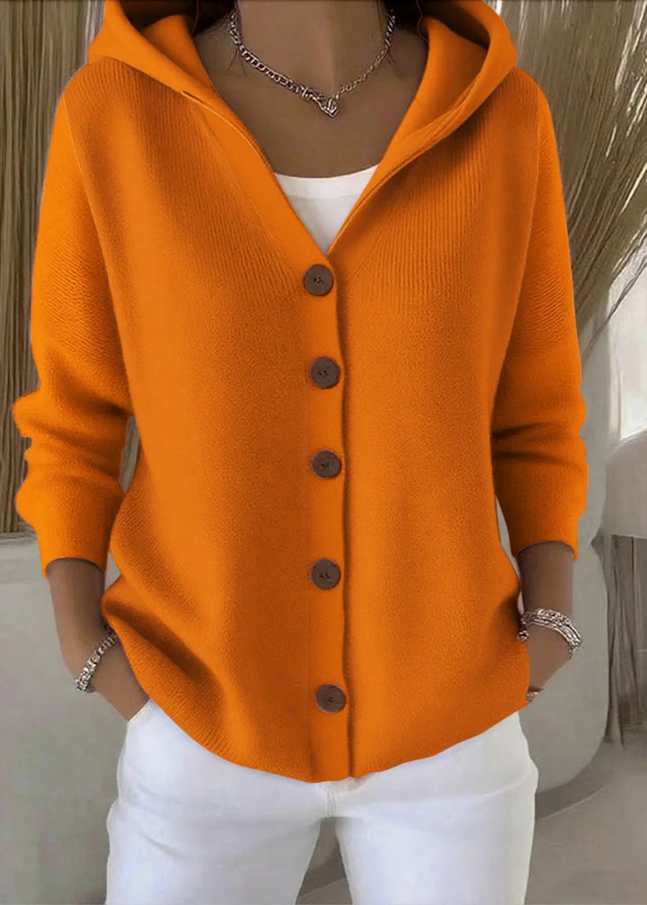 Maud │ Women's Hooded Knit Cardigan With Button Front