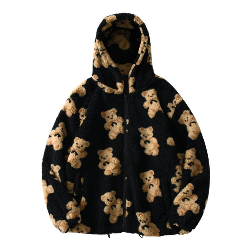 Hattie │ Women's Oversized Fluffy Jacket With Hood And Zip Front