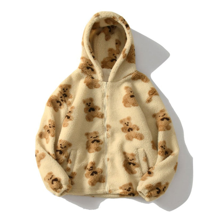 Hattie │ Women's Oversized Fluffy Jacket With Hood And Zip Front