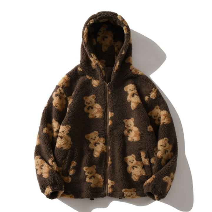 Hattie │ Women's Oversized Fluffy Jacket With Hood And Zip Front