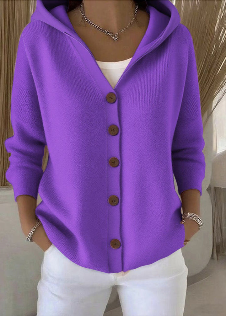 Maud │ Women's Hooded Knit Cardigan With Button Front