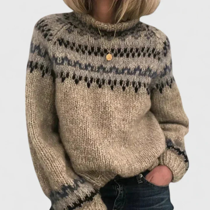Claudia │ Women's Knit Jumper With Nordic Pattern