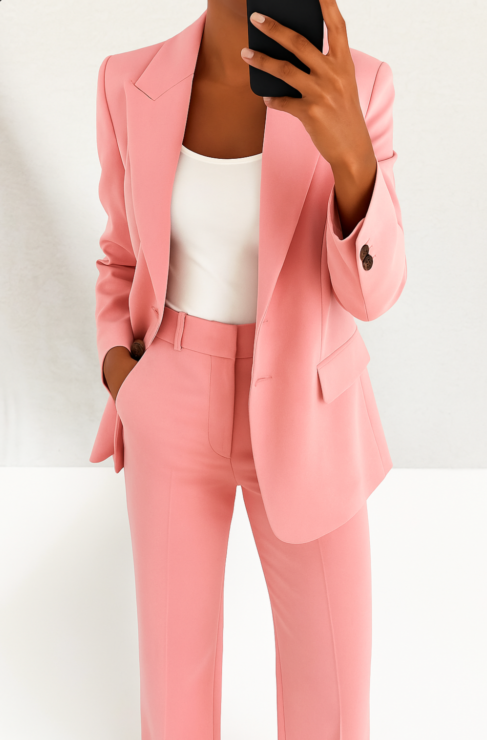 Imogen │ Women's Peak Lapel Single-Breasted Blazer And Slim-Fit Trousers Suit Set