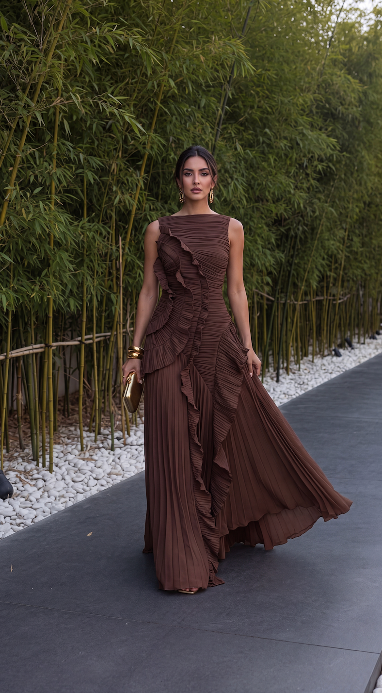 Olive │ Women's Ruched Low Back Maxi Dress