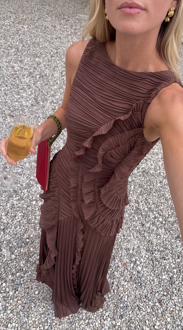 Olive │ Women's Ruched Low Back Maxi Dress