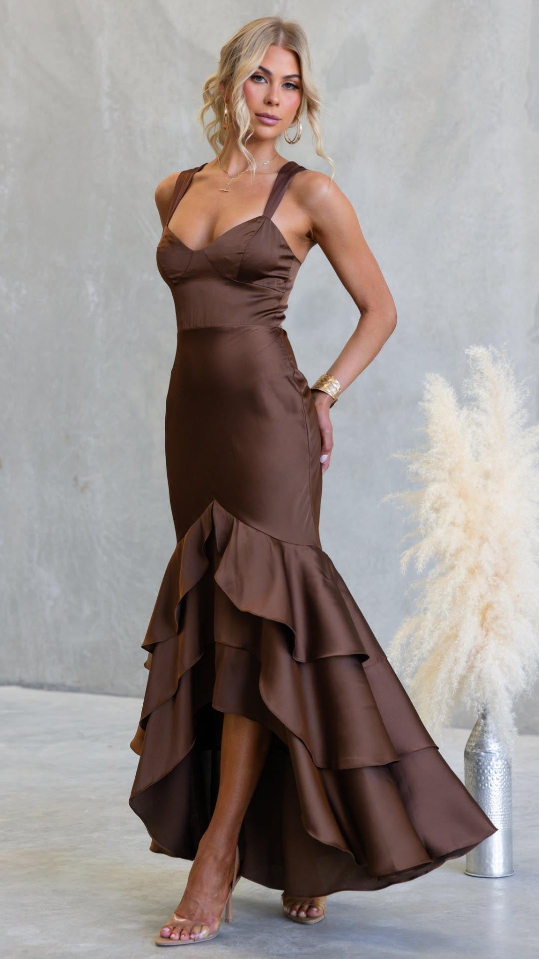 Zara │ Women's Ruched Strapless High-Low Maxi Dress