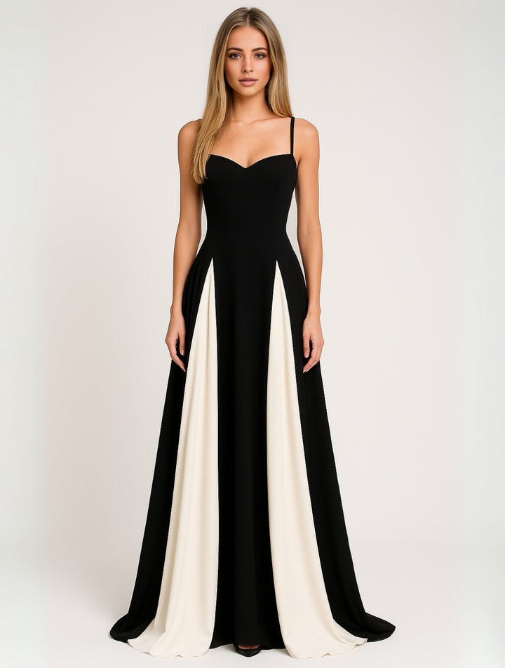Ophelia │ Women's Two-Tone Contrast Panel Maxi Wedding Guest Dress