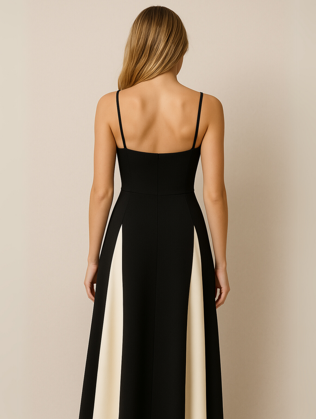 Ophelia │ Women's Two-Tone Contrast Panel Maxi Wedding Guest Dress