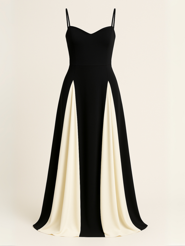 Ophelia │ Women's Two-Tone Contrast Panel Maxi Wedding Guest Dress