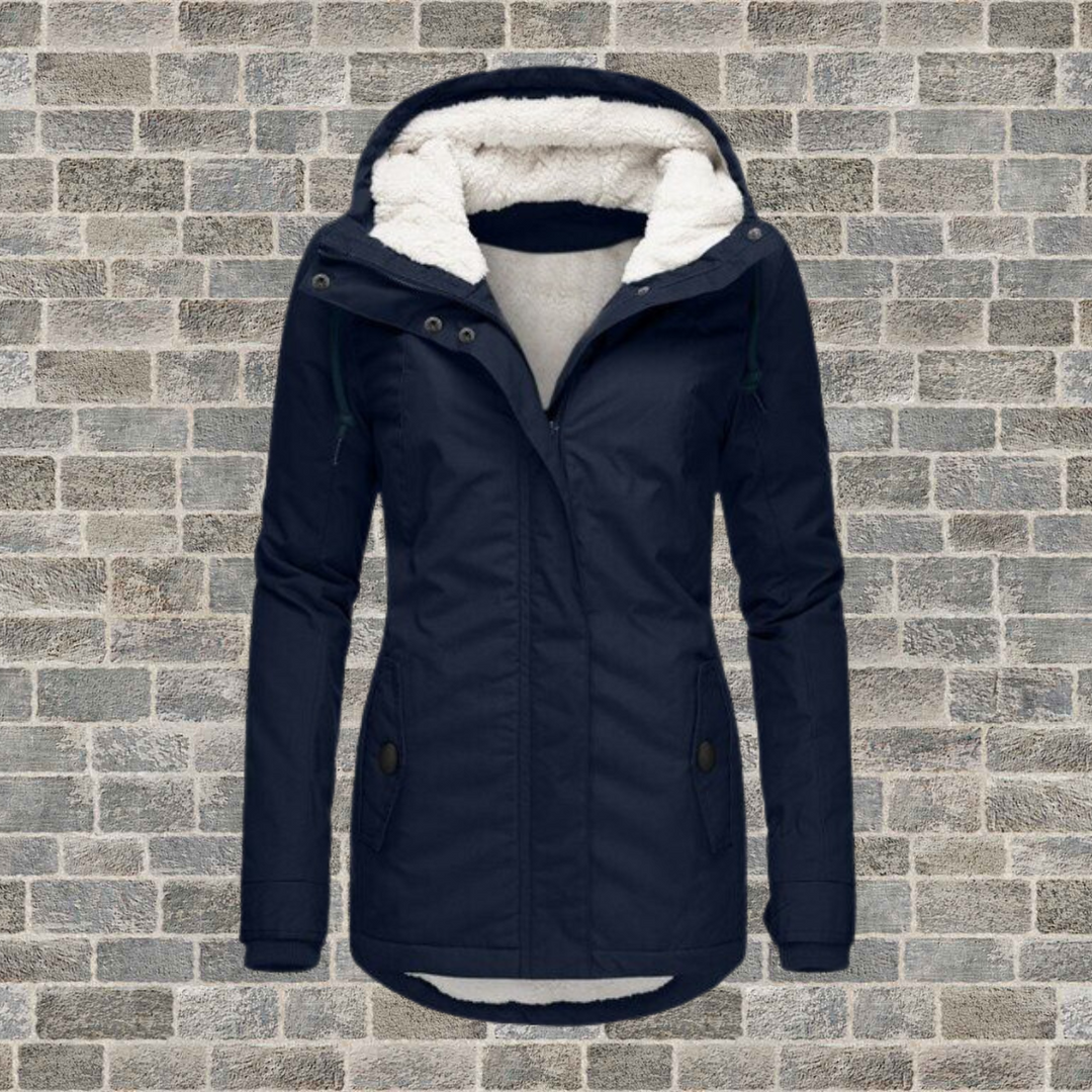 Clara │ Women's Hooded Longline Coat With Popper Front